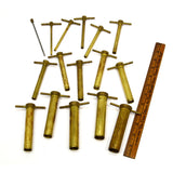 Antique APOTHECARY CORK BORER 15 pc Brass Set + BONUS SHARPENER! Lot of 2 Tools