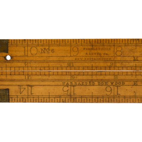 Antique STANLEY 24" FOLDING BOXWOOD RULE No. 6 w/ 12" BRASS SLIDE 19th C. Ruler!