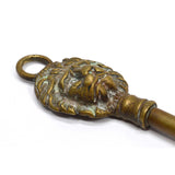 Antique BRASS FIREPLACE FORK/POKER TOOL Broken Tong/Tine FIGURAL LION HEAD MOTIF