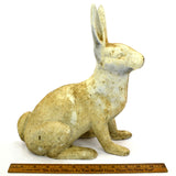 Antique HUBLEY CAST IRON RABBIT DOORSTOP Genuine Real LIFE-SIZE Old White Paint!