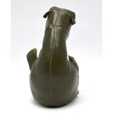 Antique LEATHER STUFFED ANIMAL Custom/Folk Art FUNKY HIPPO DOG Wood & Glass Eyes