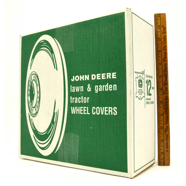 New! JOHN DEERE WHEEL COVERS #M42184 Pair 11" Chrome HUB CAPS, 2 HUBCAPS in Box!