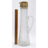 VTG/Antique CUT GLASS or CRYSTAL? PITCHER w/ "STERLING SILVER" MOUNT Tall-Skinny