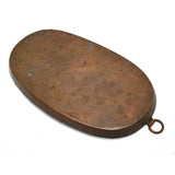 Antique COPPER AU GRATIN PAN-POT Unsigned 18" CRUDE OVAL Ring Handle VERY UNIQUE
