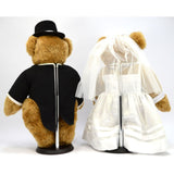 VERMONT TEDDY BEAR Lot; 2 WEDDING BEARS Bride & Groom + 2 DOLL STANDS Excellent!