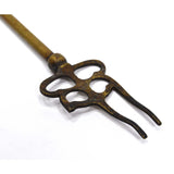 Antique BRASS FIREPLACE FORK/POKER TOOL Broken Tong/Tine FIGURAL LION HEAD MOTIF