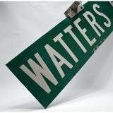 Vintage STEEL STREET SIGN "WATTERS RD" Double-Sided 9x36 ROAD MARKER + Hardware!