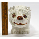 Vintage WEIRD "ITALY" ART POTTERY ANIMAL 13" White Ceramic DOG-BEAR-WOLF Figure