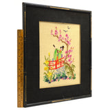 Vintage CHINESE or JAPANESE NEEDLEPOINT WALL HANGING Matted & Framed GEISHA GIRL