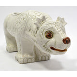 Vintage WEIRD "ITALY" ART POTTERY ANIMAL 13" White Ceramic DOG-BEAR-WOLF Figure