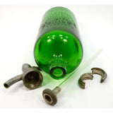 Vintage GREEN GLASS SELTZER BOTTLE Etched "LUNA BOTTLING CO." Friedman Cap RARE!