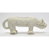 Vintage WEIRD "ITALY" ART POTTERY ANIMAL 13" White Ceramic DOG-BEAR-WOLF Figure