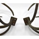 Antique CURVED IRON CLAW HOOKS Lot of 3 UNUSUAL BRACKETS Altered Art STEAMPUNK +