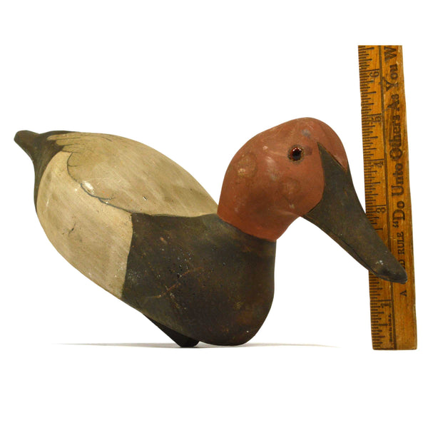 Vintage FOLK ART HANDMADE DUCK DECOY Signed "MICHAEL ??" & "CANVASBACK.." c.1978