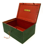 Vintage "DE BEAUMONT" STRONG/LOCK BOX Heavy-Duty Steel GREEN CASH CHEST w/ KEY!