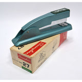 Vintage SWINGLINE No. 27 STAPLER "Green" but looks blue COMPLETE IN BOX +Staples