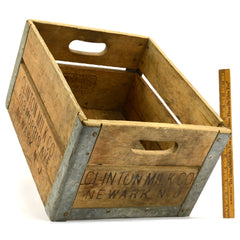 Vintage CLINTON MILK CO. CRATE Wood & Metal NEWARK, NJ DAIRY