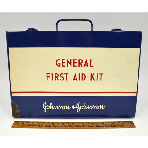 Vintage JOHNSON & JOHNSON "GENERAL FIRST AID KIT" w/ Original CARDBOARD SLEEVE!