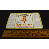 Vintage PAPER LABEL "QUEEN ISABELLA PURE APPLE CIDER" by UTT JUICE CO. Tustin CA