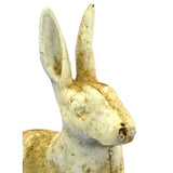 Antique HUBLEY CAST IRON RABBIT DOORSTOP Genuine Real LIFE-SIZE Old White Paint!