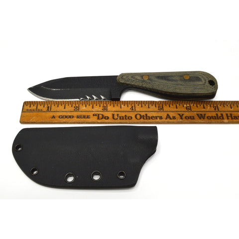 Vintage SHADOW TECH KNIVES Green Micarta STK SPEAR POINT KNIFE + Scabbard/Sheath