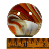 Vintage GLASS MARBLE GEAR SHIFT KNOB 1-7/8" Hot Rod CANE TOP Earthy ORANGE-BROWN