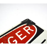 Vintage PORCELAIN -over- STEEL "DANGER -NO- SMOKING" SIGN 10x14 Caution WARNING