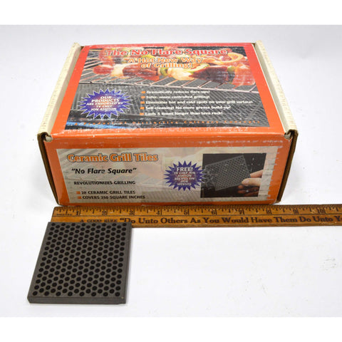 Brand New! "THE NO FLARE SQUARE" Box of 28 CERAMIC GRILL TILES *Multiple Avail.*