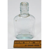 Antique GLASS LIQUOR BOTTLE Mini 3.75" MINIATURE POCKET FLASK Whiskey Hip Nipper
