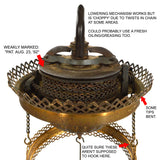 Antique "CORNELIUS & CO." HURRICANE GAS LAMP Converted FLORAL GLASS SHADE c.1849