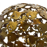 Vintage FOLK ART GLOBE-BALL-SPHERE 8" Made of "TAJ BEST" STEEL KEYS Brass-Look