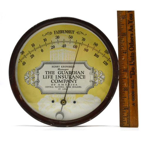 Vintage ADVERTISING THERMOMETER Rare! 6" "THE GUARDIAN LIFE INSURANCE COMPANY"