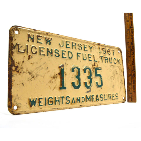 Vintage 1967 "COAL TRUCK" N.J LICENSE PLATE No. 1335 "WEIGHTS AND MEASURES" Rare