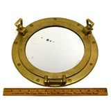 Vintage BRASS PORTHOLE MIRROR Maritime NAUTICAL Ship Captain WALL DECOR Patina!!