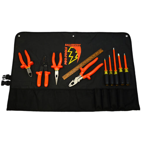 Briefly Used SALISBURY PRO-TOOLS 9-Piece INSULATED TOOL SET Mo. TK9 + Roll-Pouch