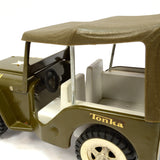 Vintage TONKA ARMY JEEP TRUCK No. G-2-2431 Pressed Steel w/ Plastic Roof c.1960s