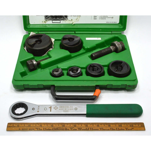 Briefly Used GREENLEE "SLUG BUSTER" KNOCK OUT PUNCH SET #7238SB w/ Wrench Driver