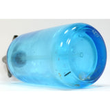 Vintage SPARKLING BEVERAGES SELTZER BOTTLE Turquoise Blue w/ CAP & GLASS SYPHON!