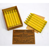 Vintage EBERHARD FABER "HEXAGON LUMBER CRAYONS" in ORIGINAL WOOD BOX #837 Yellow