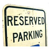 Vintage RESERVED PARKING SIGN 12x18 HANDICAP Blue & Green on White GREAT PATINA!