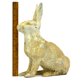 Antique HUBLEY CAST IRON RABBIT DOORSTOP Genuine LIFE-SIZE Old White Paint REAL!