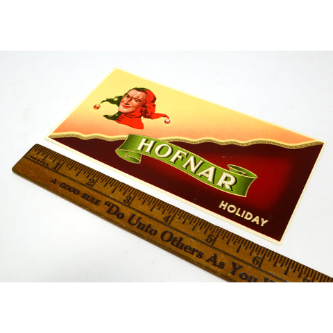 Vintage CIGAR BOX LABEL Brand New/Never Used HOFNAR 'HOLIDAY' Jester/Joker RARE!