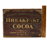 Vintage WOODEN CHOCOLATE CRATE Paper Label! "WALTER BAKER & CO. BREAKFAST COCOA"