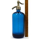 Vintage BELL BEVERAGES SELTZER BOTTLE Cobalt Blue ORIGINAL CAP & GLASS SYPHON!