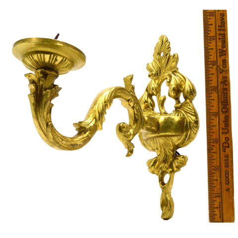 BRASS CANDLE SCONCE, ELECTRIFIED