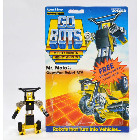 Vintage TONKA GOBOTS "MR. MOTO" #64 Guardian ROBOT ATV 3-WHEELER w/ CARD-BACK!!