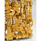Exquisite Old CARVED WOOD OPENWORK PANEL Gold-Gilt/Gilded IMPERIAL CHINESE SCENE