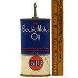 Vintage GULF "ELECTRIC-MOTOR OIL" TIN CAN + CAP 4 fl. oz "FOR HOME & SHOP" Full!