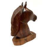 Vintage CARVED WOODEN HORSE HEAD/BUST (Lignum Vitae?) 7" Dense/Heavy SOLID WOOD!