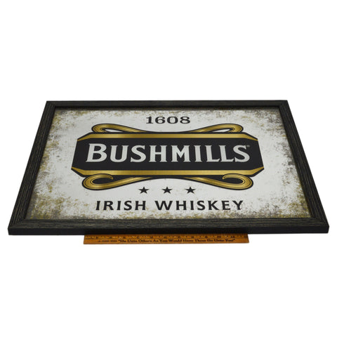 Vintage "1608 BUSHMILLS IRISH WHISKEY" MIRROR AD-SIGN Bar / Man-Cave WALL DECOR